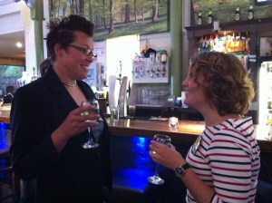 Mingling with Finnish collegue Ulrika Björkman at the evening BBQ